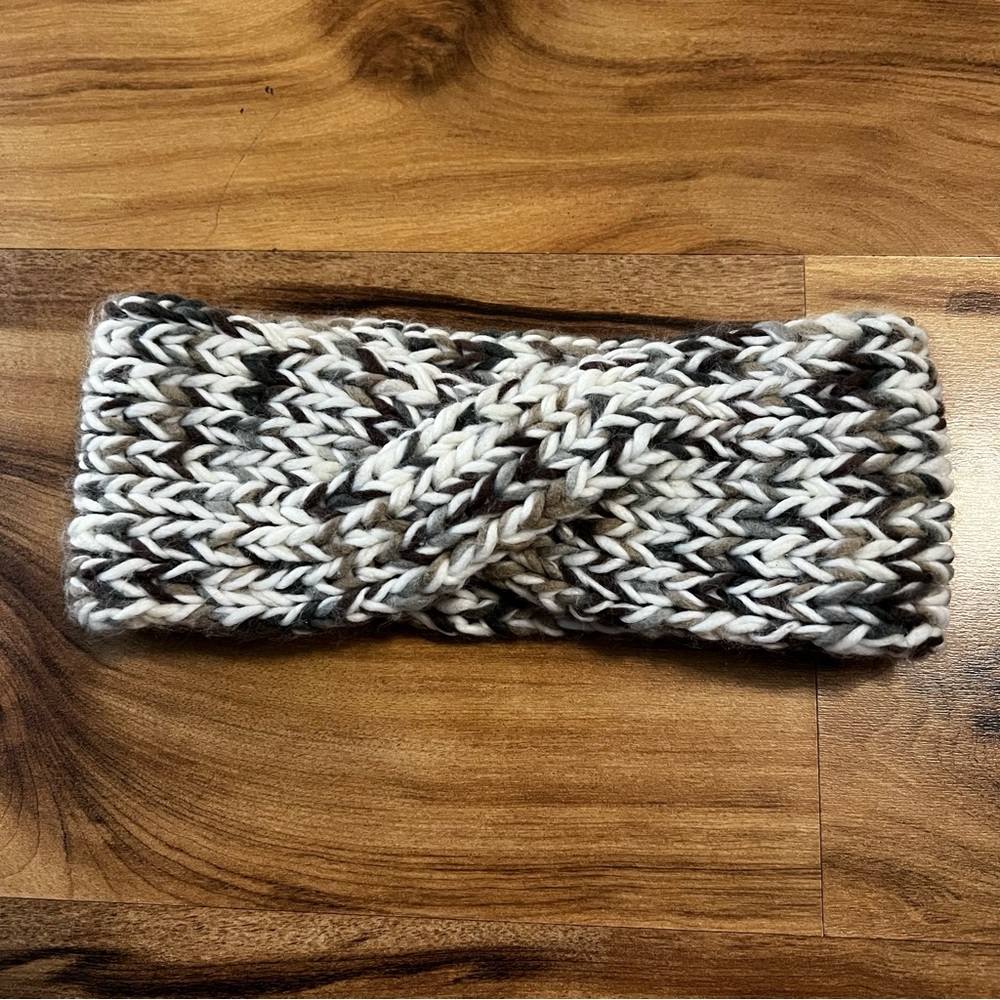 AE American Eagle Ear Warmer Headband Gray Cream Brown Winter